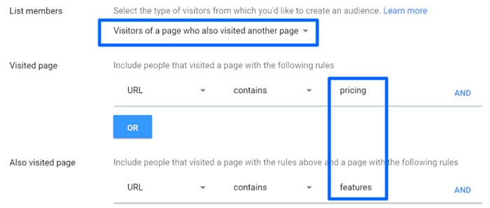 فهرست retargeting جدیدی براساس صفحه بازدید ایجاد کنید تا بتوانید فهرست عظیمی از کاربرانی که تنها چند اینچ از تبدیل فاصله دارند را ثبت کنید.