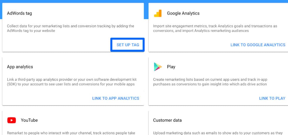 می‌توانید تصمیم بگیرید که کدام تگ ها را برای اهداف remarketing می‌خواهید تنظیم کنید.