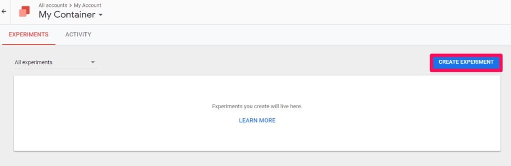 با استفاده از ویرایشگر، WYSIWYG یک آزمایش جدید را از داشبورد طراحی کنید.