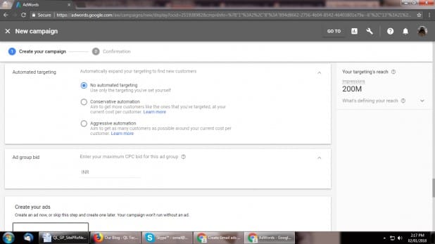 گام بعدی انتخاب نوع هدف‌گیری خودکاری است که شما می‌خواهید.