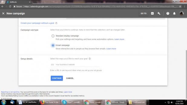 بر روی " Campaign Gmail " کلیک کنید.