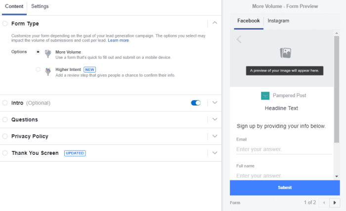کمپین لید جنریشن فیسبوک