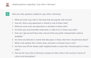 Screenshot of ChatGPT performing keyword research, January 2023
