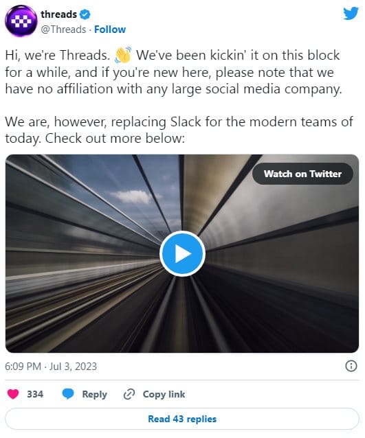 Threads.net, July 2023