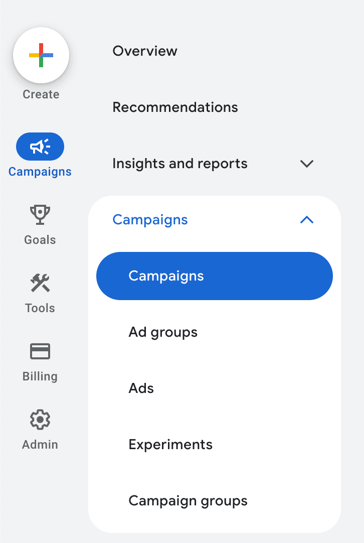 داشبورد گوگل ادز