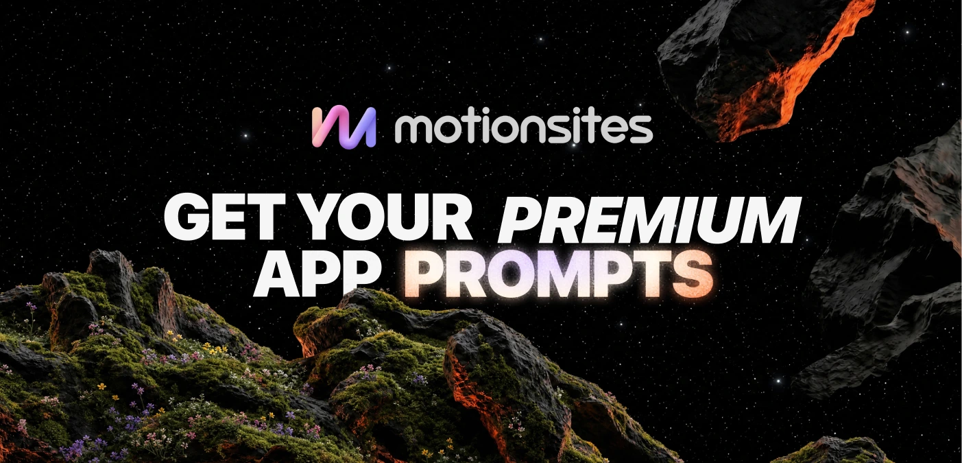 تصویر صفحه اصلی MotionSites.ai، پلتفرم هوش مصنوعی برای ساخت وبسایت و پرامپتهای طراحی